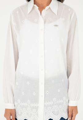 Kadın Beyaz Uzun Kollu Gömlek - 50283612006