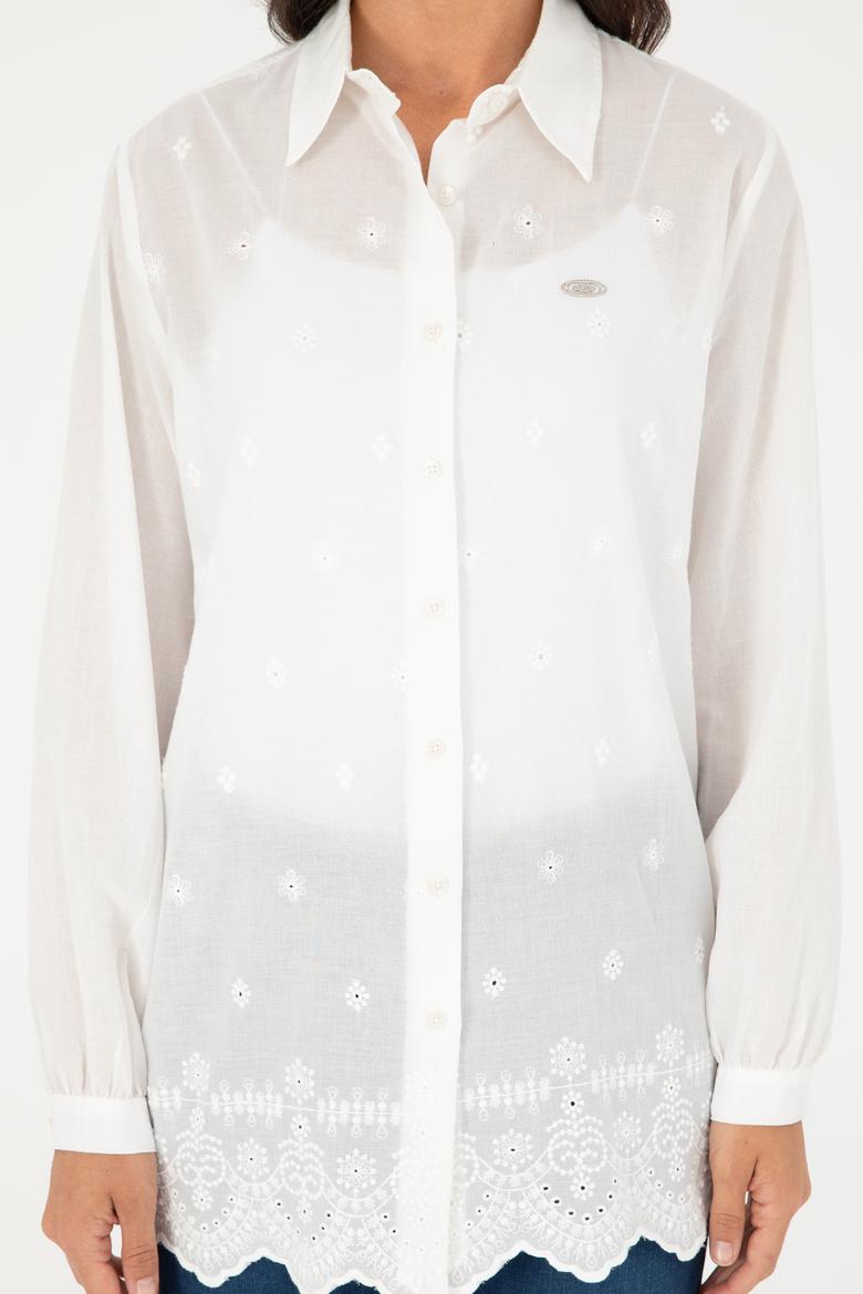 Kadın Beyaz Uzun Kollu Gömlek - 50283612006