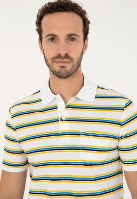 Erkek Regular Fit Polo Yaka Beyaz Tişört - 50288320018