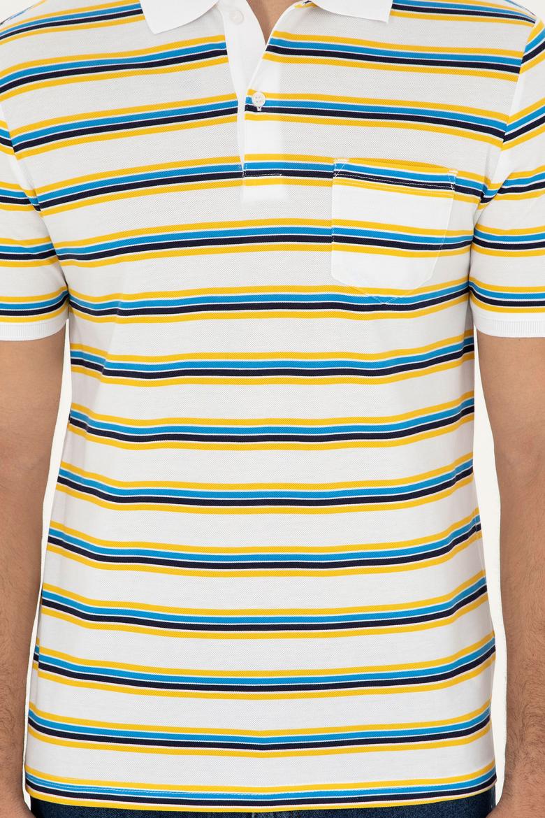 Erkek Regular Fit Polo Yaka Beyaz Tişört - 50288320018
