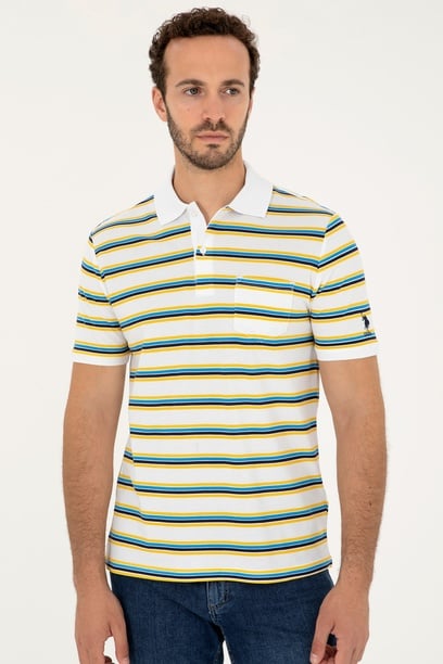 Erkek Regular Fit Polo Yaka Beyaz Tişört