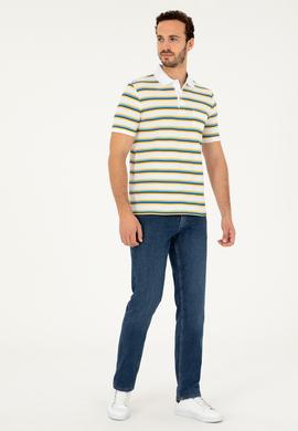 Erkek Regular Fit Polo Yaka Beyaz Tişört - 50288320018