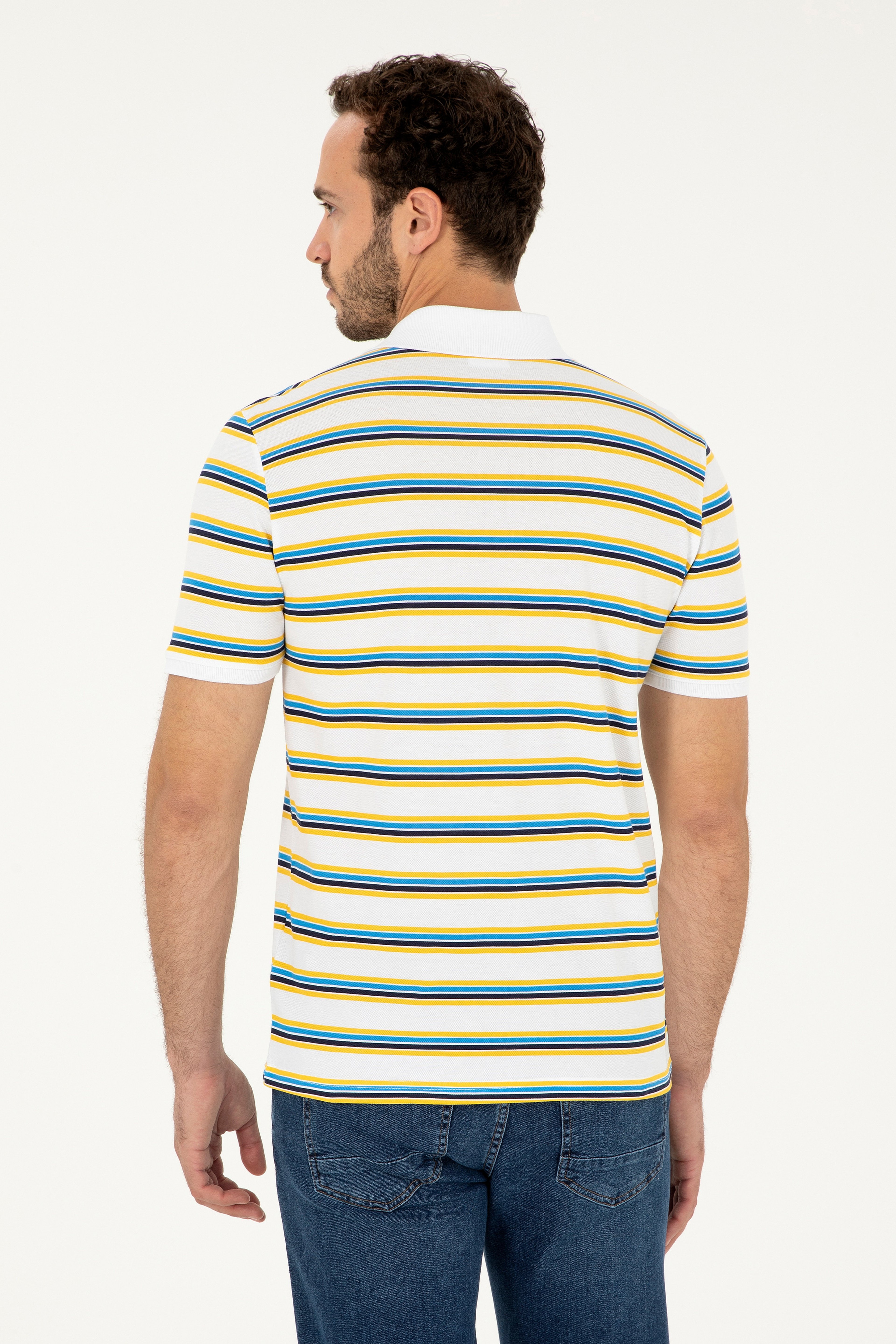 Erkek Regular Fit Polo Yaka Beyaz Tişört