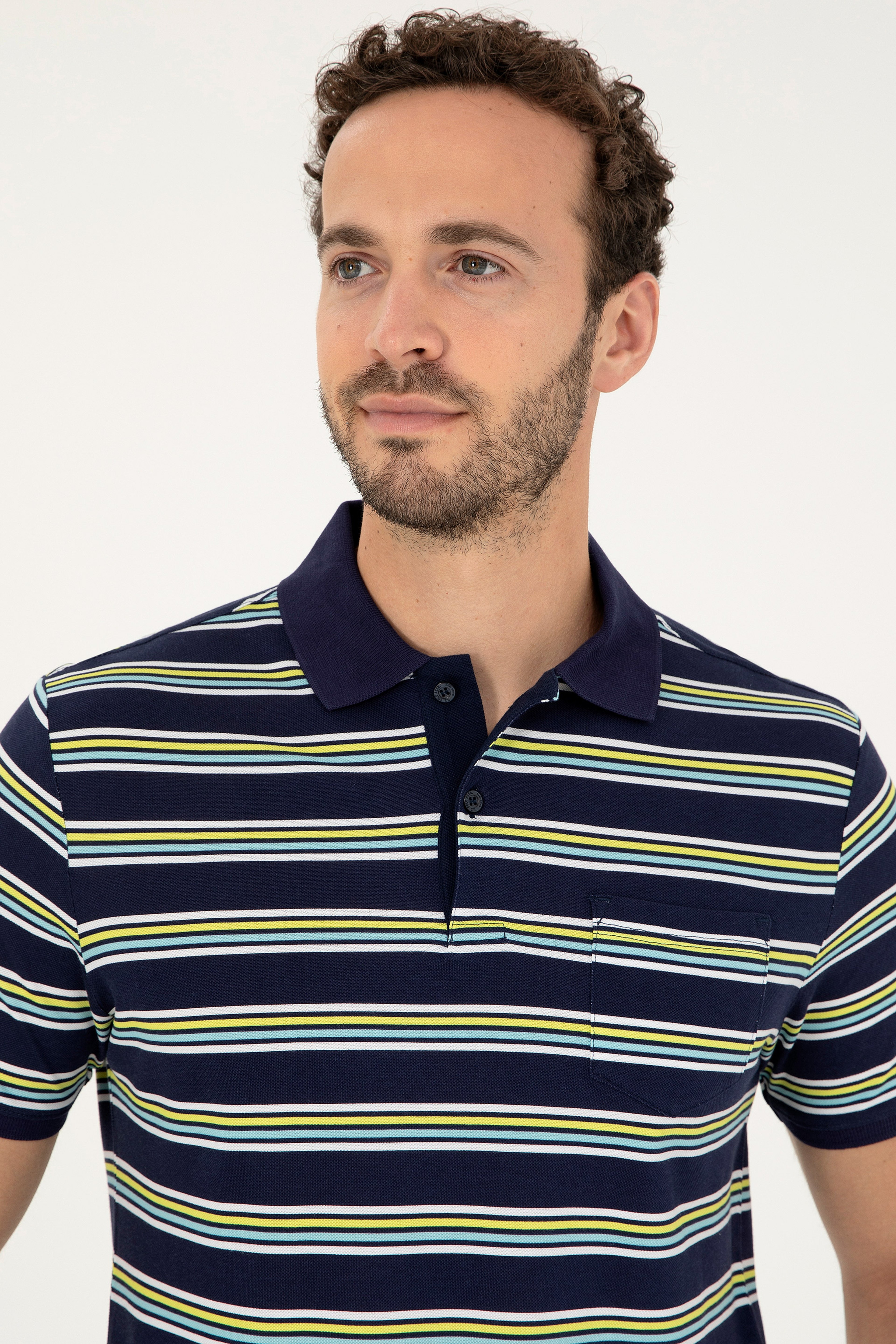 Erkek Regular Fit Polo Yaka Lacivert Tişört - Image 2