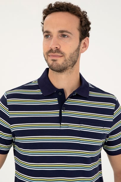 Erkek Regular Fit Polo Yaka Lacivert Tişört