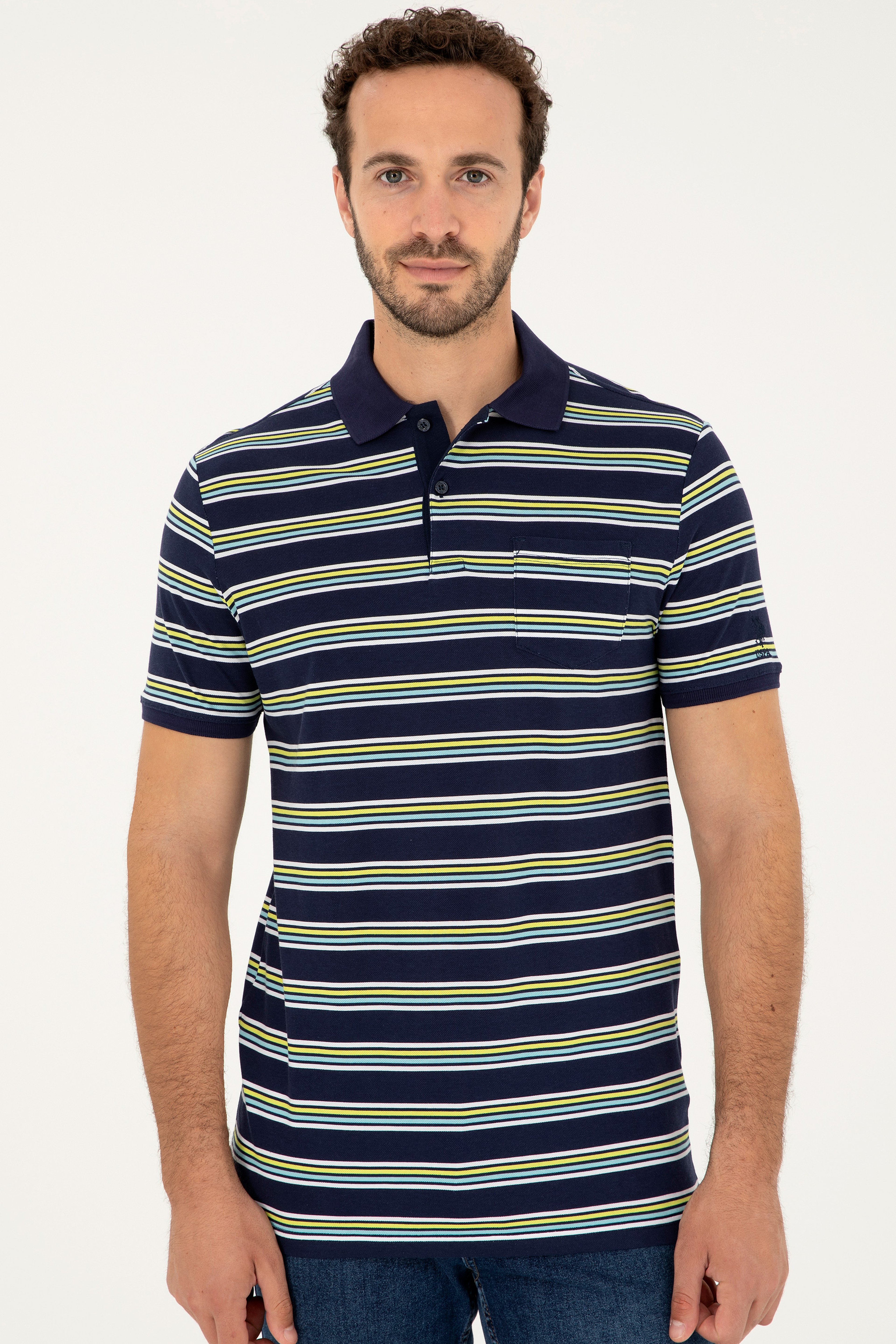 Erkek Regular Fit Polo Yaka Lacivert Tişört - Image 3