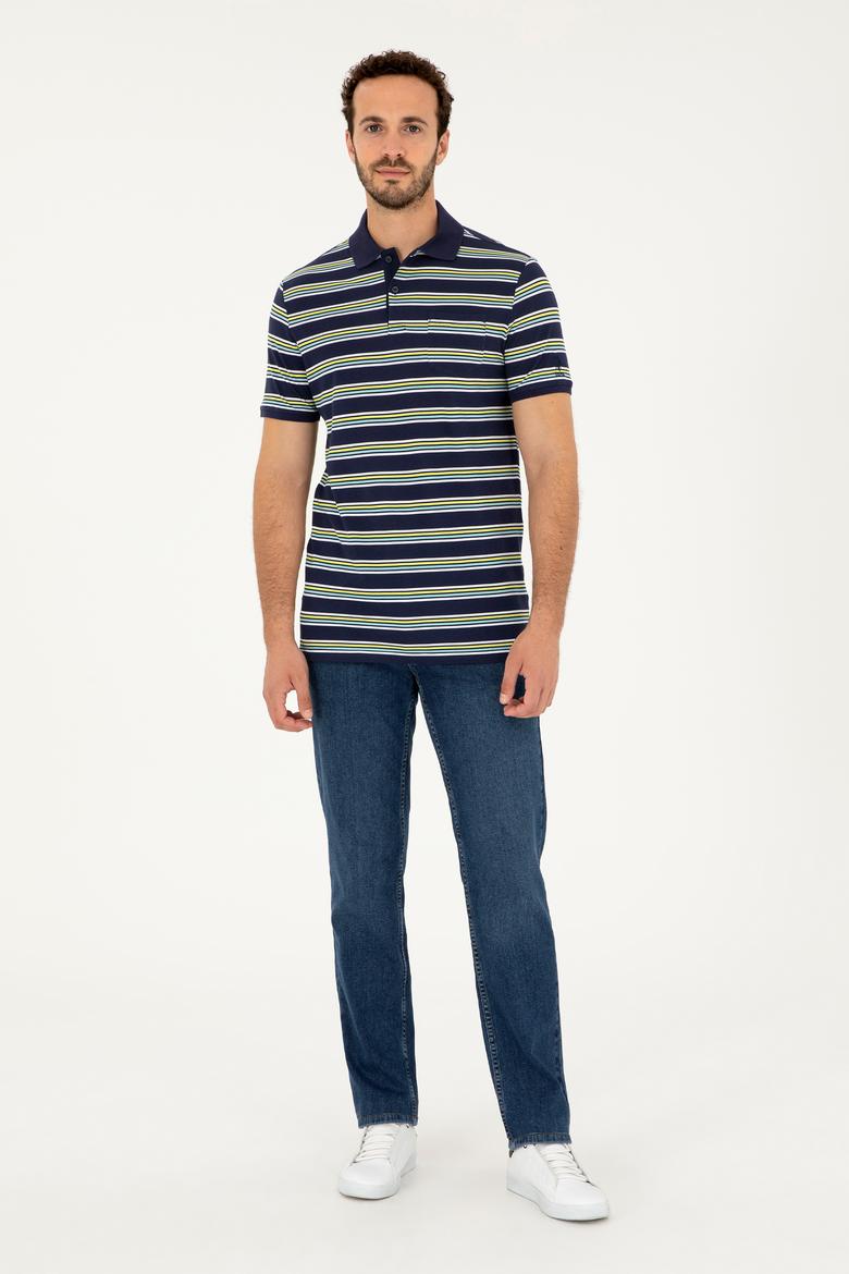 Erkek Regular Fit Polo Yaka Lacivert Tişört - 50288320008