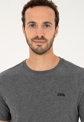 Erkek Regular Fit Bisiklet Yaka Antrasit Melanj Tişört - 50294290079