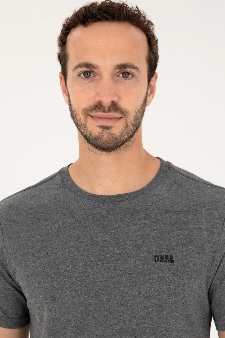 Erkek Regular Fit Bisiklet Yaka Antrasit Melanj Tişört - 50294290079