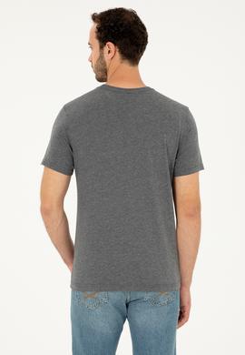 Erkek Regular Fit Bisiklet Yaka Antrasit Melanj Tişört - 50294290079