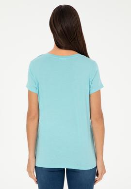 Kadın Mint V Yaka Basic Tişört - 50280019102