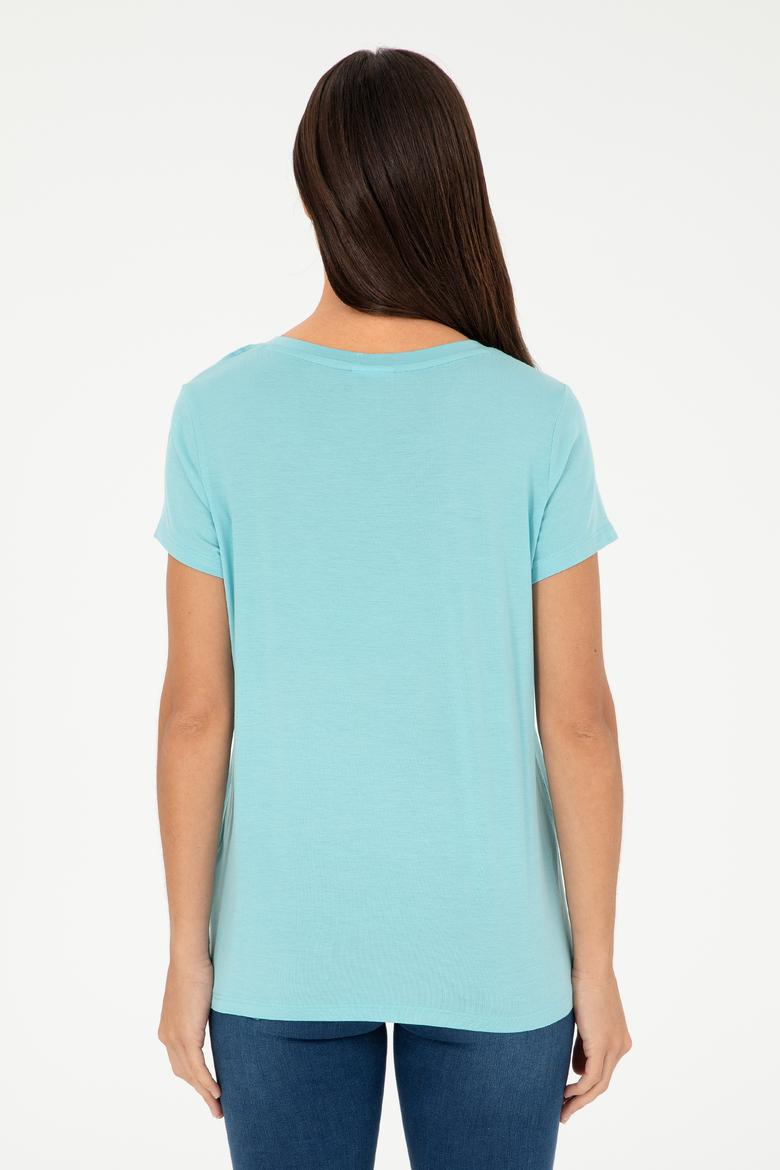 Kadın Mint V Yaka Basic Tişört - 50280019102