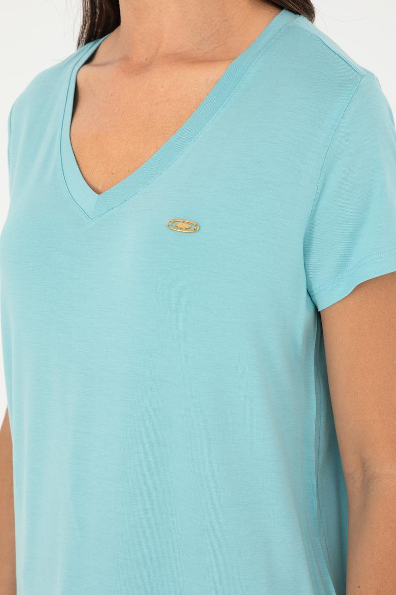 Kadın Mint V Yaka Basic Tişört - 50280019102