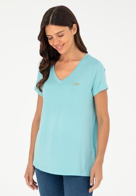 Kadın Mint V Yaka Basic Tişört - 50280019102