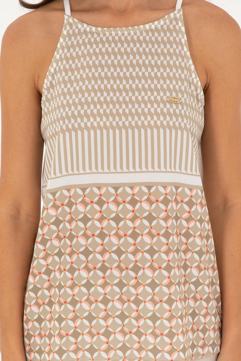 Kadın Açık Haki Kolsuz Bisiklet Yaka Tişört - 50281806006