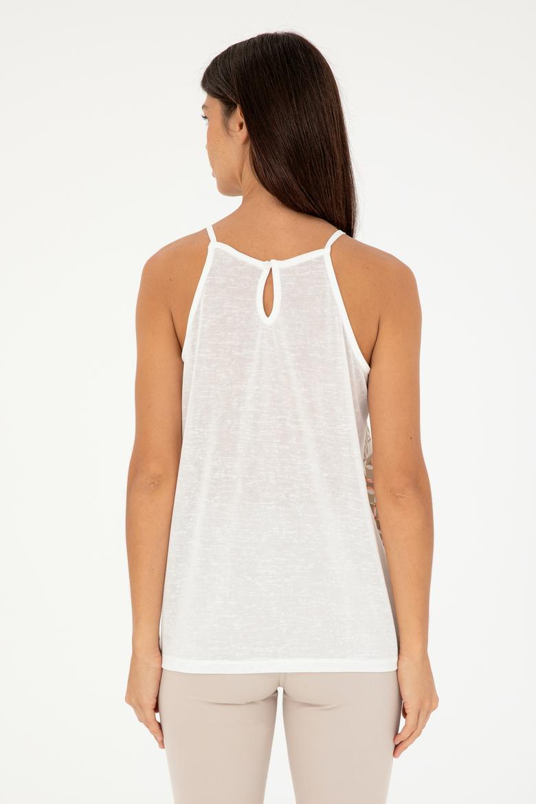 Kadın Açık Haki Kolsuz Bisiklet Yaka Tişört - 50281806006