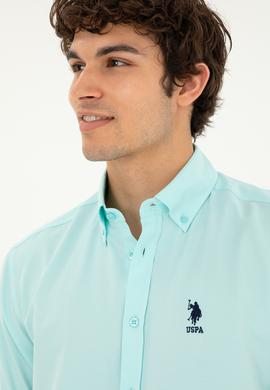 Erkek Su Yeşili Uzun Kollu Basic Gömlek - 50282589053