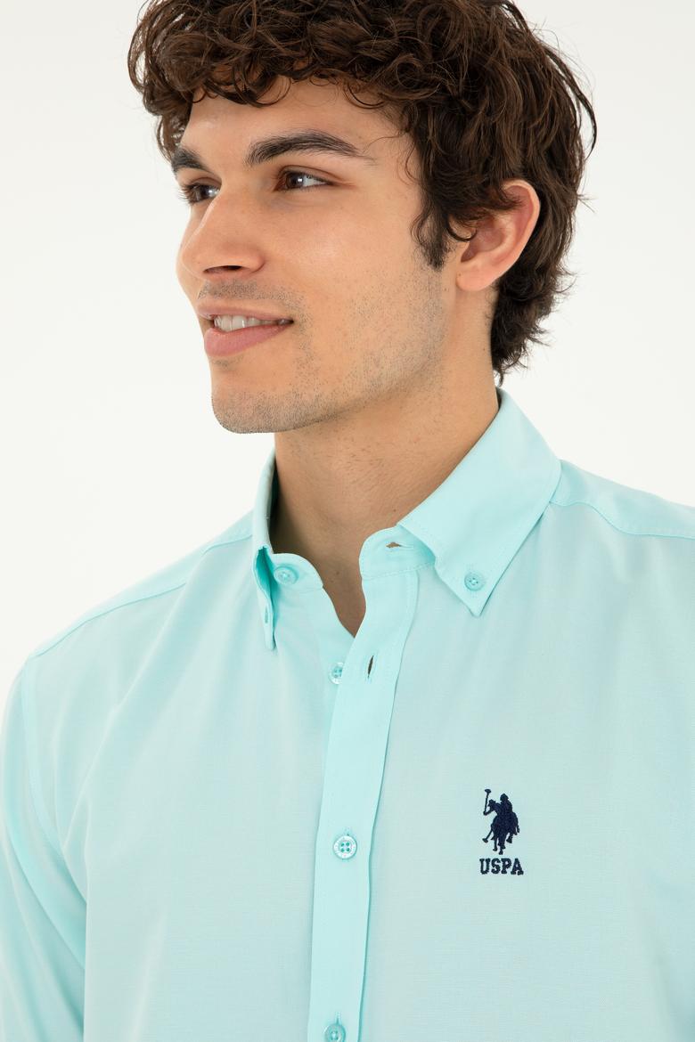 Erkek Su Yeşili Uzun Kollu Basic Gömlek - 50282589053