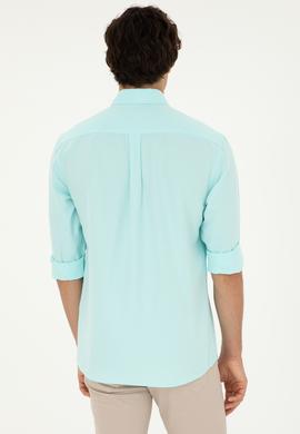 Erkek Su Yeşili Uzun Kollu Basic Gömlek - 50282589053