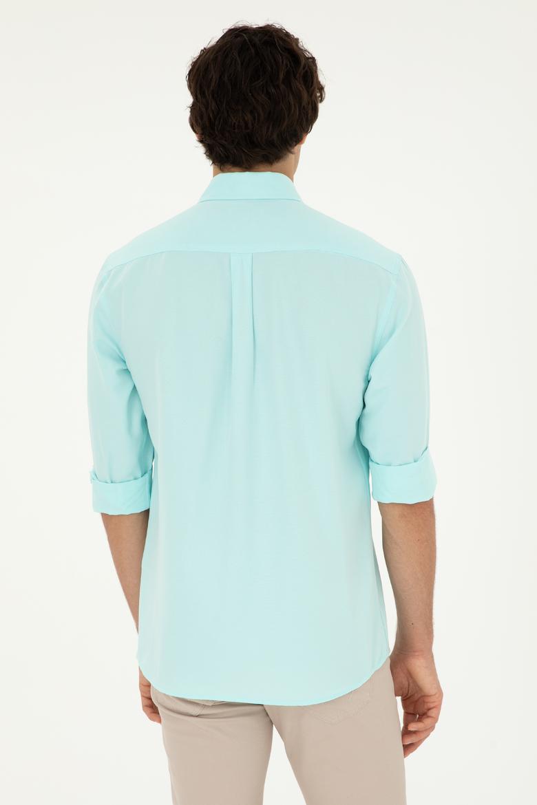 Erkek Su Yeşili Uzun Kollu Basic Gömlek - 50282589053