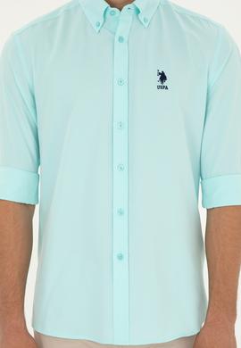 Erkek Su Yeşili Uzun Kollu Basic Gömlek - 50282589053