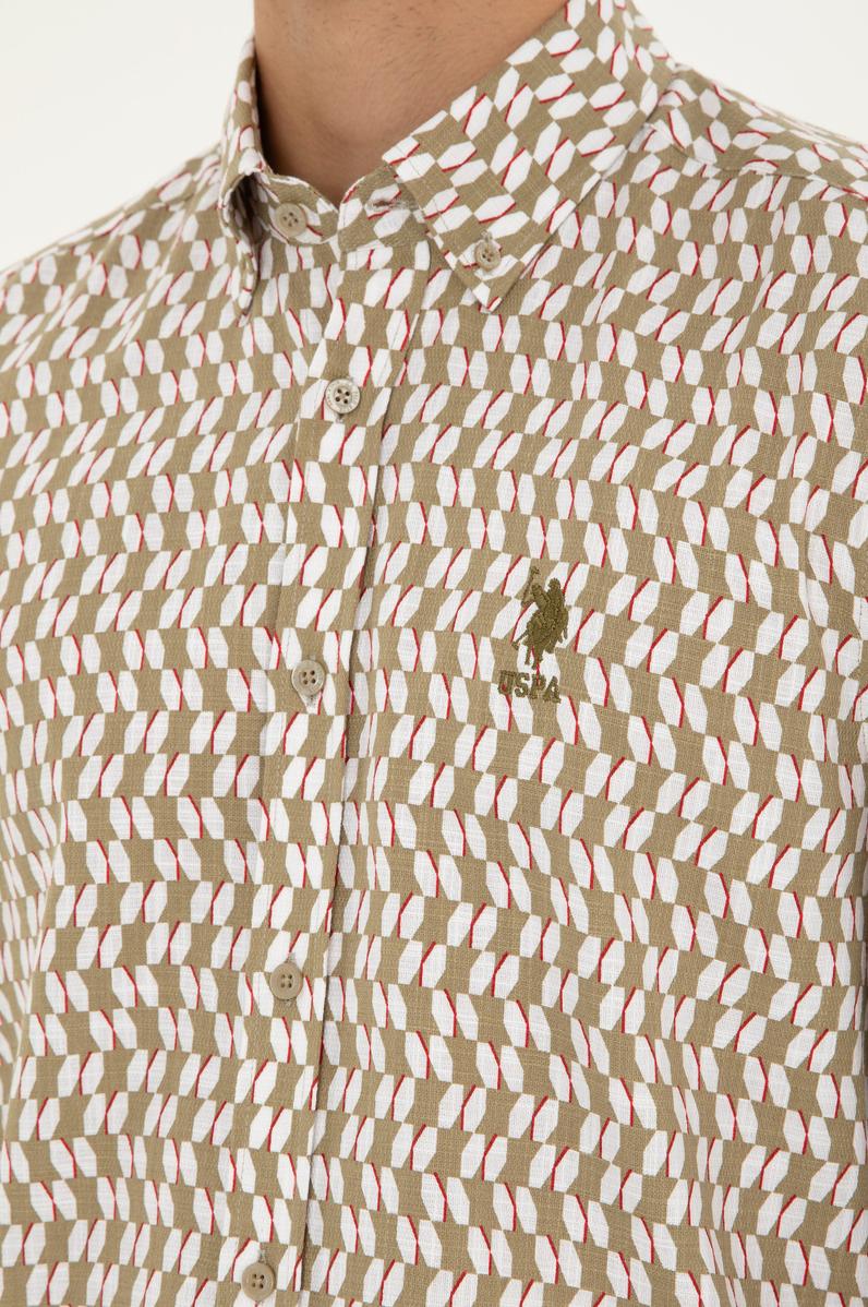 Erkek Haki Uzun Kollu Gömlek