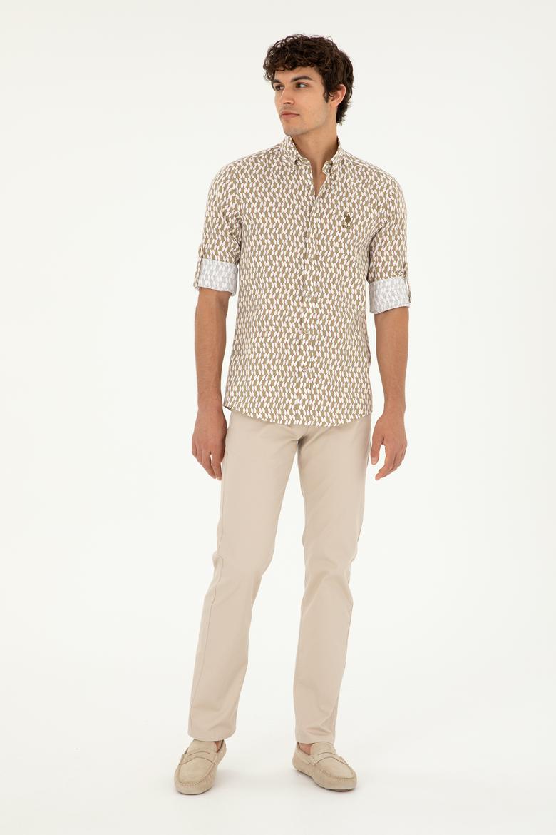 Erkek Haki Uzun Kollu Gömlek - 50283689014