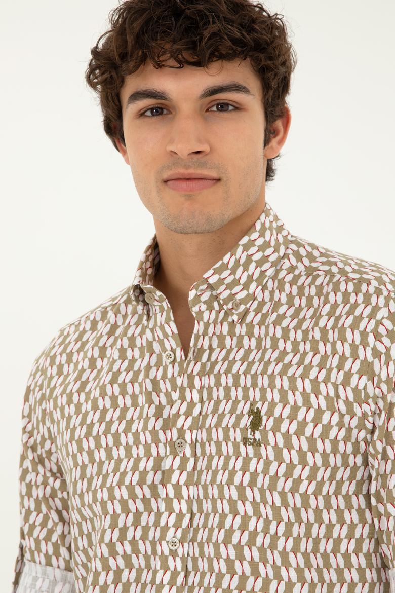 Erkek Haki Uzun Kollu Gömlek - 50283689014