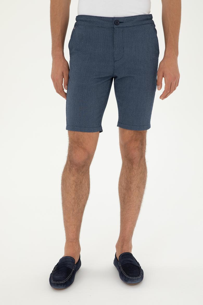 Erkek Lacivert Dokuma Şort - 50283923047