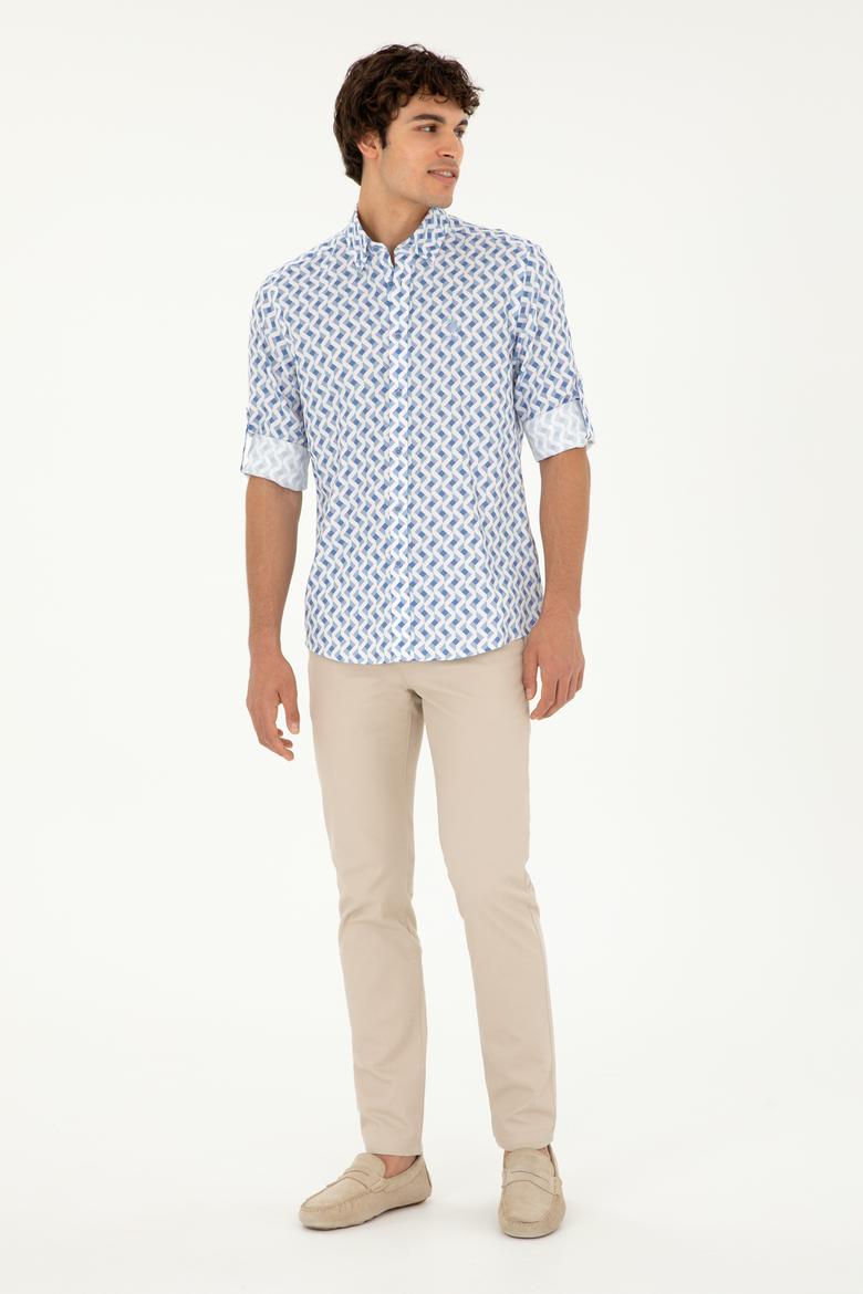 Erkek Saks Uzun Kollu Gömlek - 50284900024