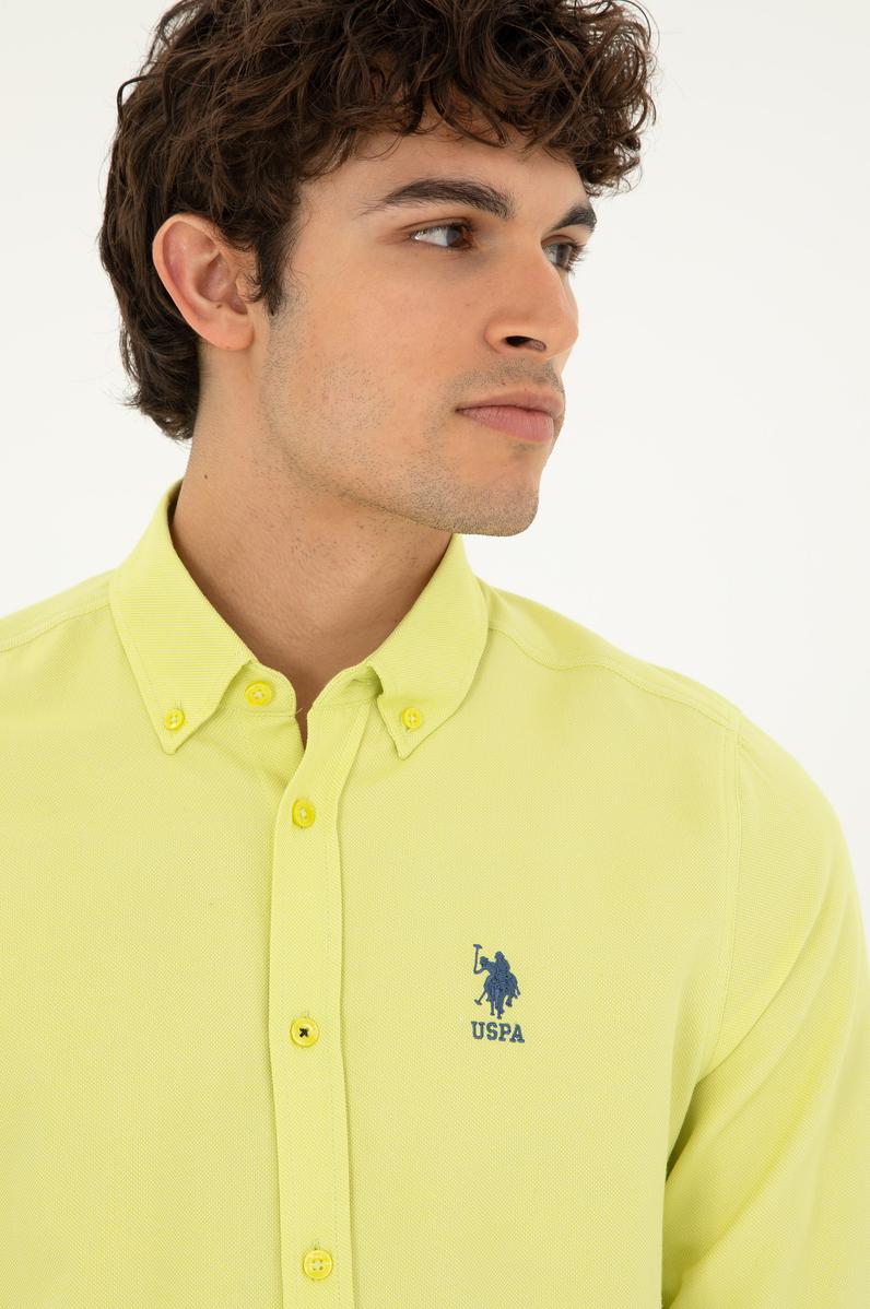 Erkek Fıstık Yeşili Uzun Kollu Basic Gömlek