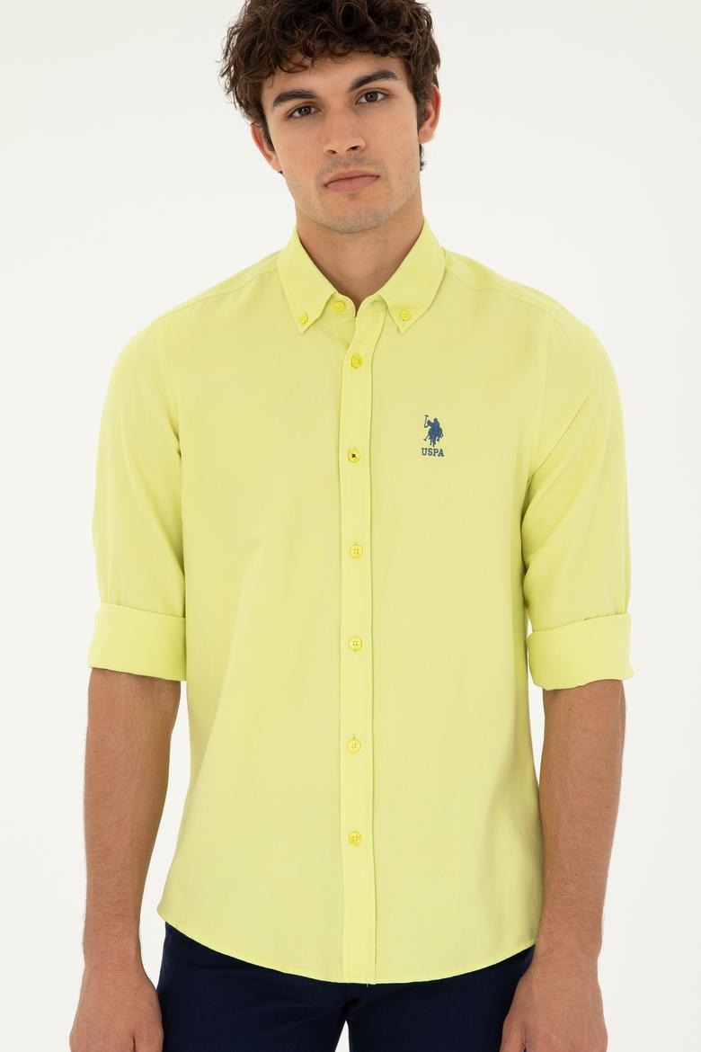 Erkek Fıstık Yeşili Uzun Kollu Basic Gömlek