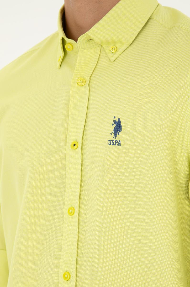 Erkek Fıstık Yeşili Uzun Kollu Basic Gömlek