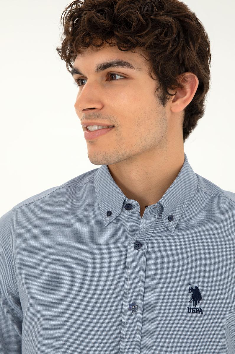 Erkek Lacivert Uzun Kollu Basic Gömlek