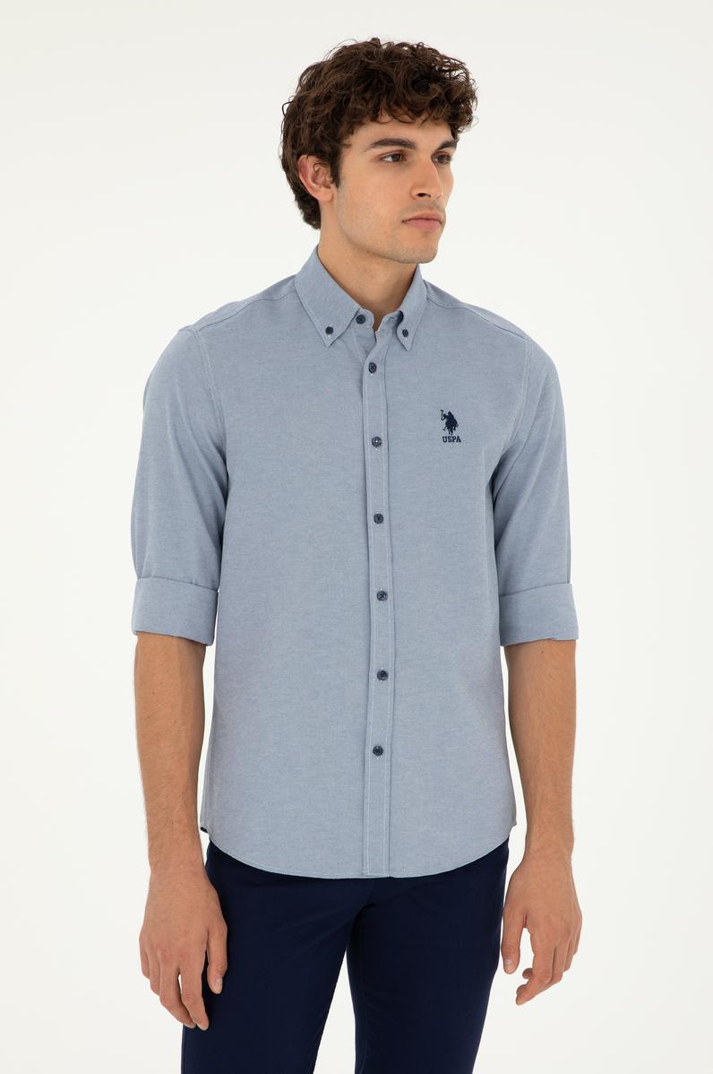 Erkek Lacivert Uzun Kollu Basic Gömlek