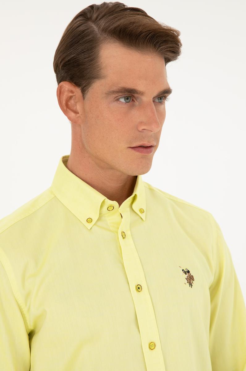 Erkek Fıstık Yeşili Uzun Kollu Basic Gömlek