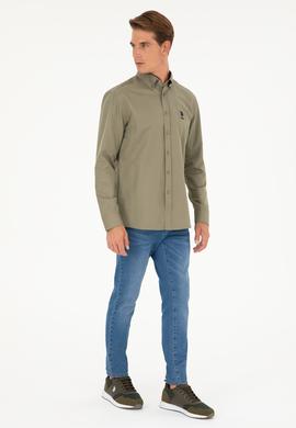 Erkek Haki Uzun Kollu Basic Gömlek - 50282589020