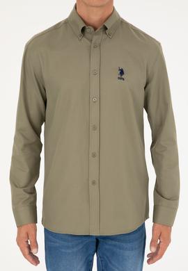 Erkek Haki Uzun Kollu Basic Gömlek - 50282589020