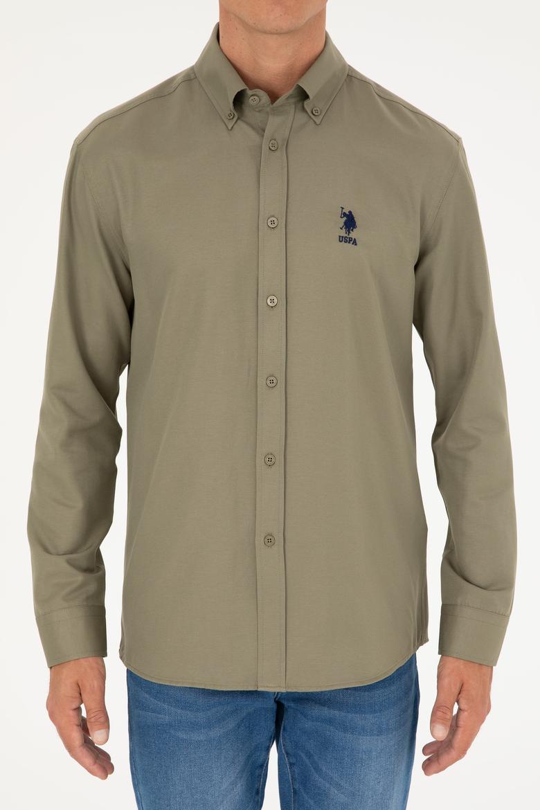 Erkek Haki Uzun Kollu Basic Gömlek - 50282589020