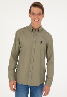 Erkek Haki Uzun Kollu Basic Gömlek - 50282589020