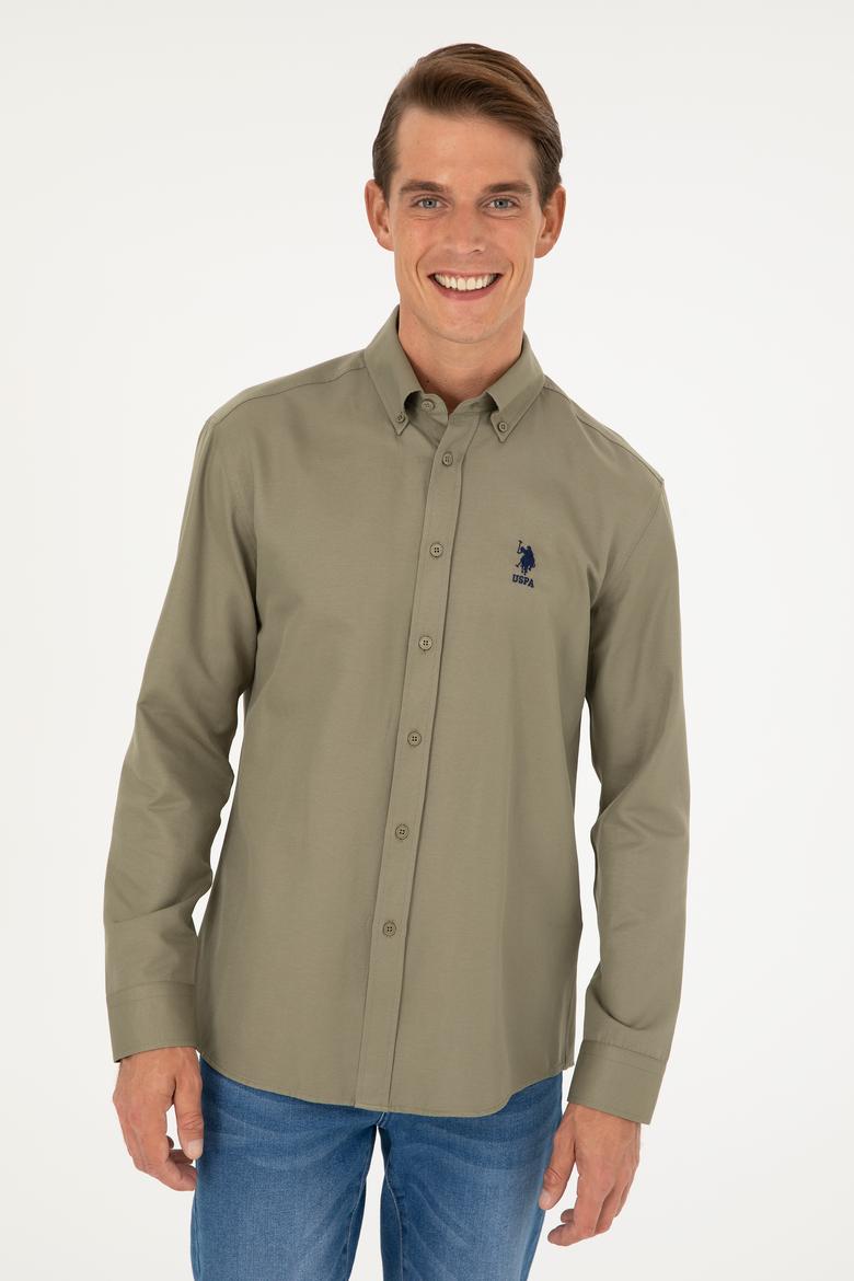Erkek Haki Uzun Kollu Basic Gömlek - 50282589020