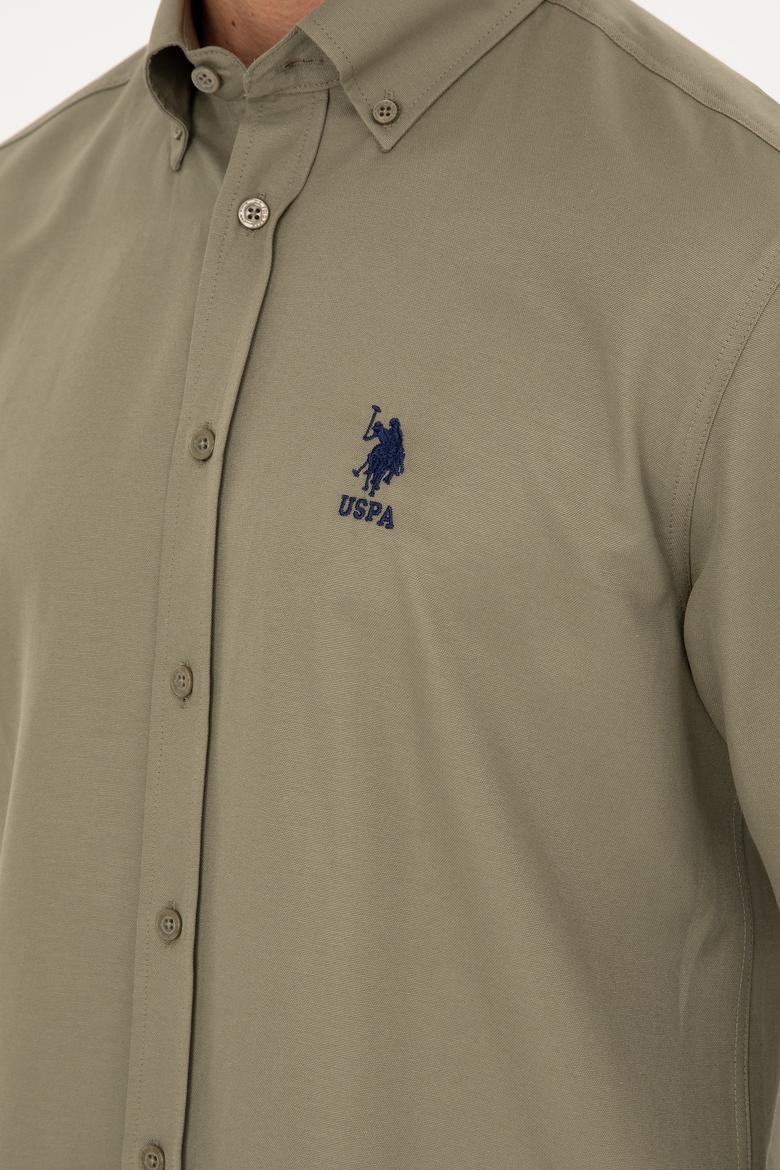 Erkek Haki Uzun Kollu Basic Gömlek - 50282589020