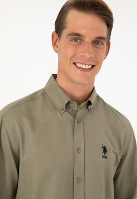 Erkek Haki Uzun Kollu Basic Gömlek - 50282589020