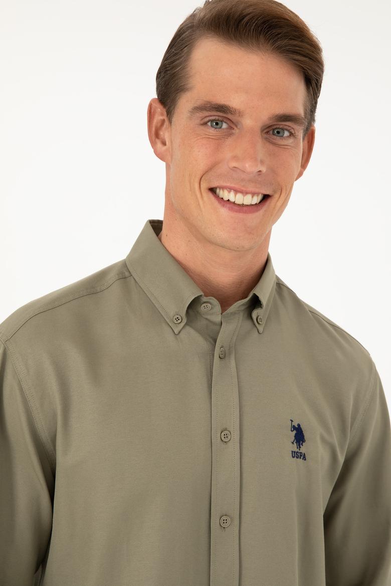 Erkek Haki Uzun Kollu Basic Gömlek - 50282589020