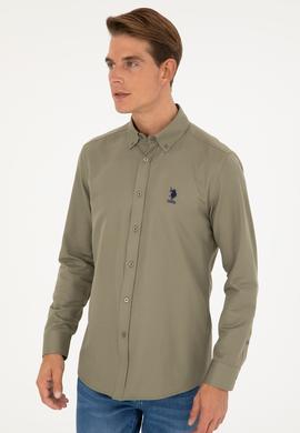 Erkek Haki Uzun Kollu Basic Gömlek - 50282590023