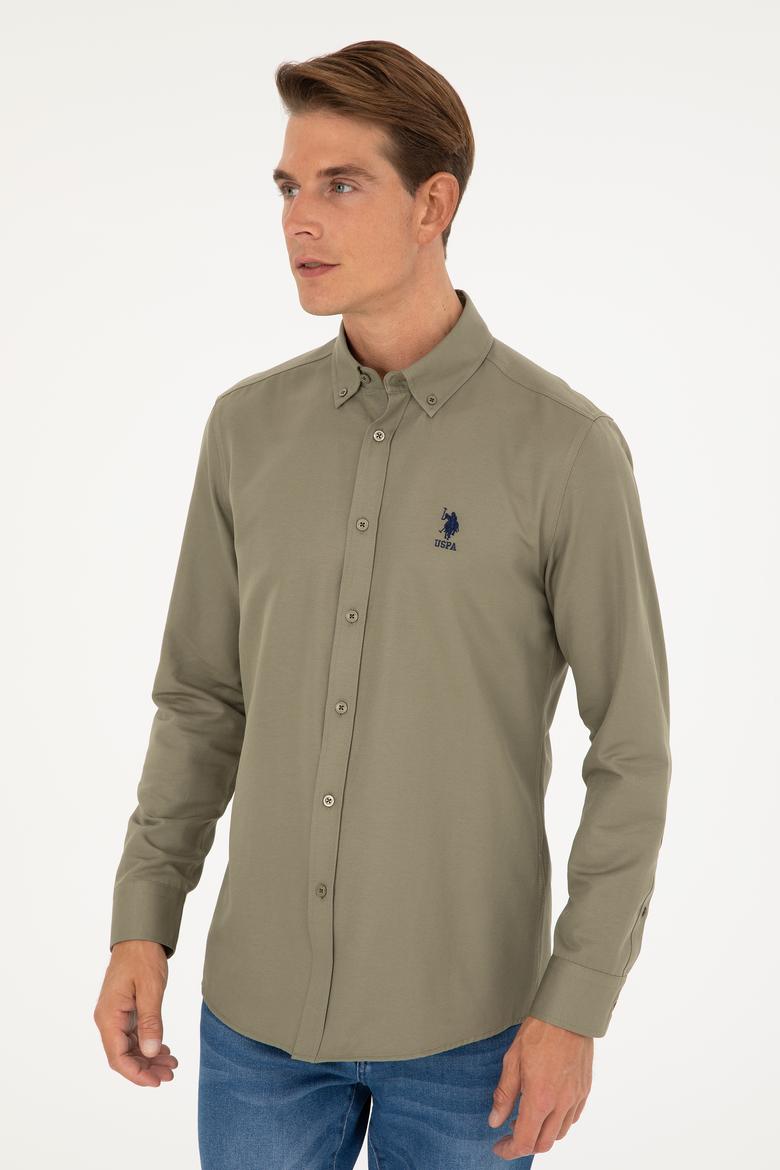 Erkek Haki Uzun Kollu Basic Gömlek - 50282590023