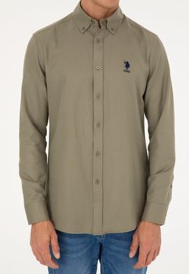 Erkek Haki Uzun Kollu Basic Gömlek - 50282590023