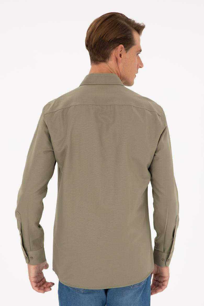 Erkek Haki Uzun Kollu Basic Gömlek - 50282590023