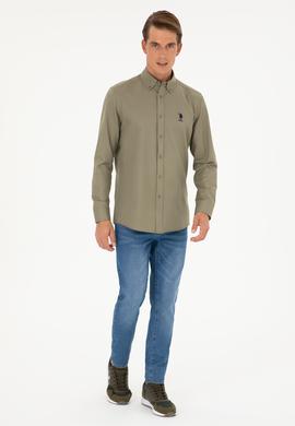 Erkek Haki Uzun Kollu Basic Gömlek - 50282590023