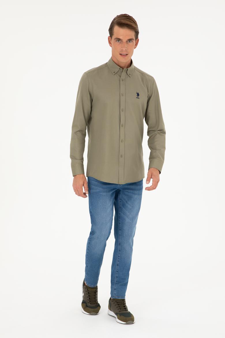 Erkek Haki Uzun Kollu Basic Gömlek - 50282590023